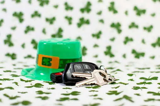 one irish hat and keys