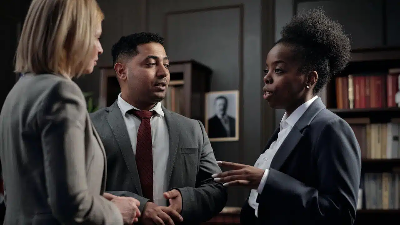 Two Lawyers Discussing Legal Matters with Focused Attention