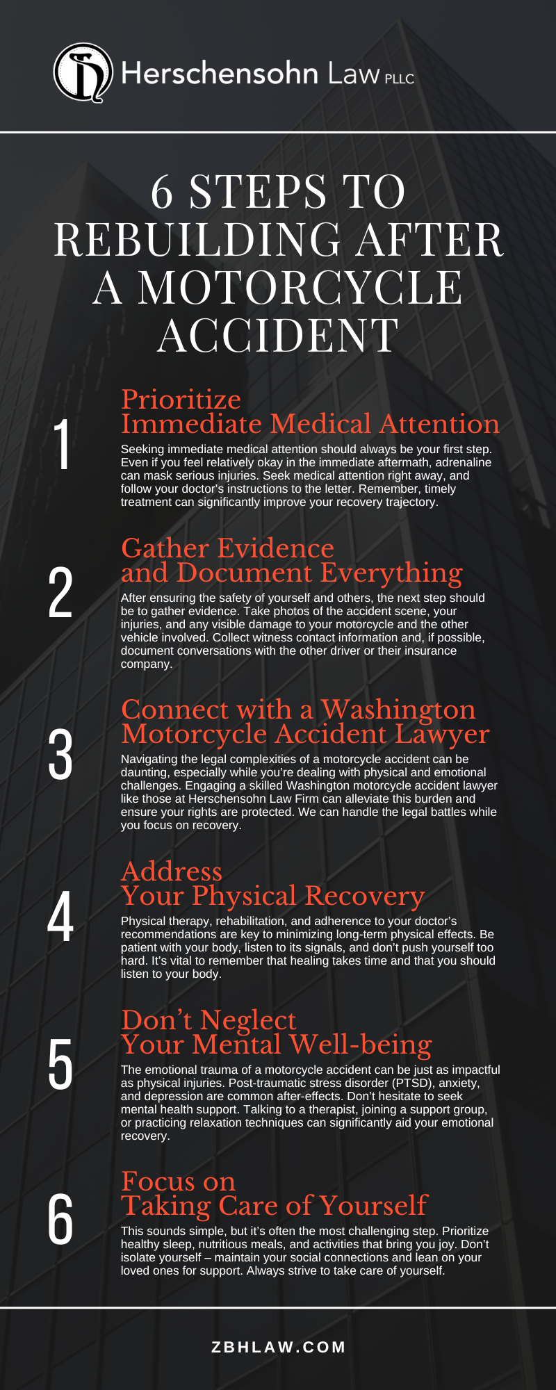 6 Steps To Rebuilding After A Motorcycle Accident Infographic
