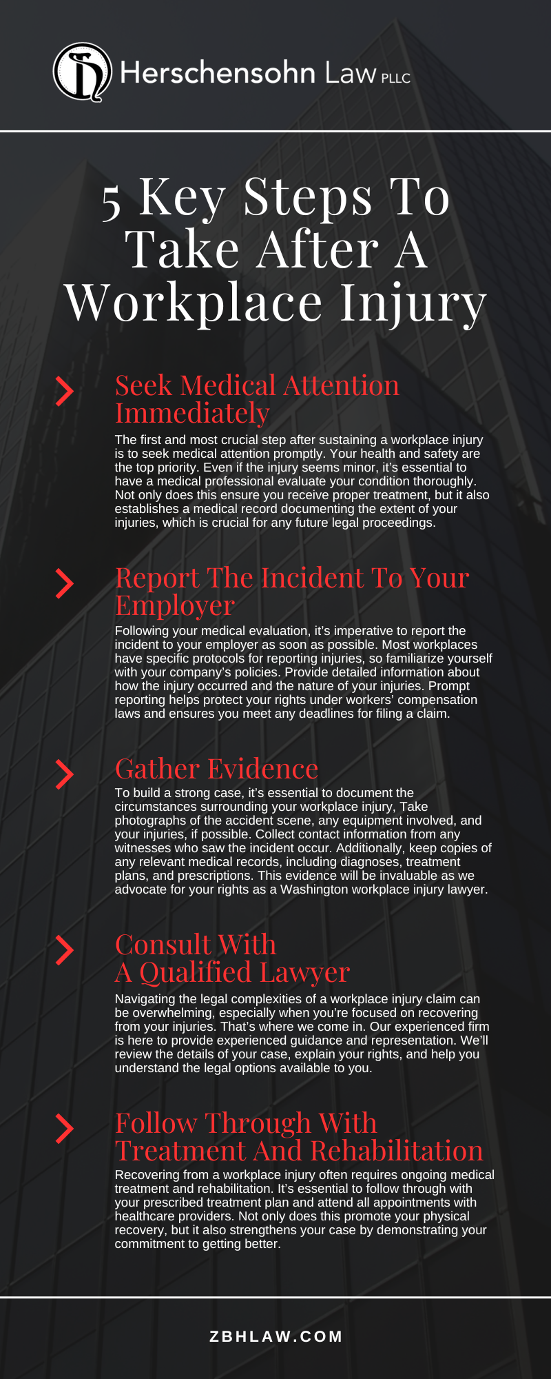 5 Key Steps To Take After A Workplace Injury Infographic